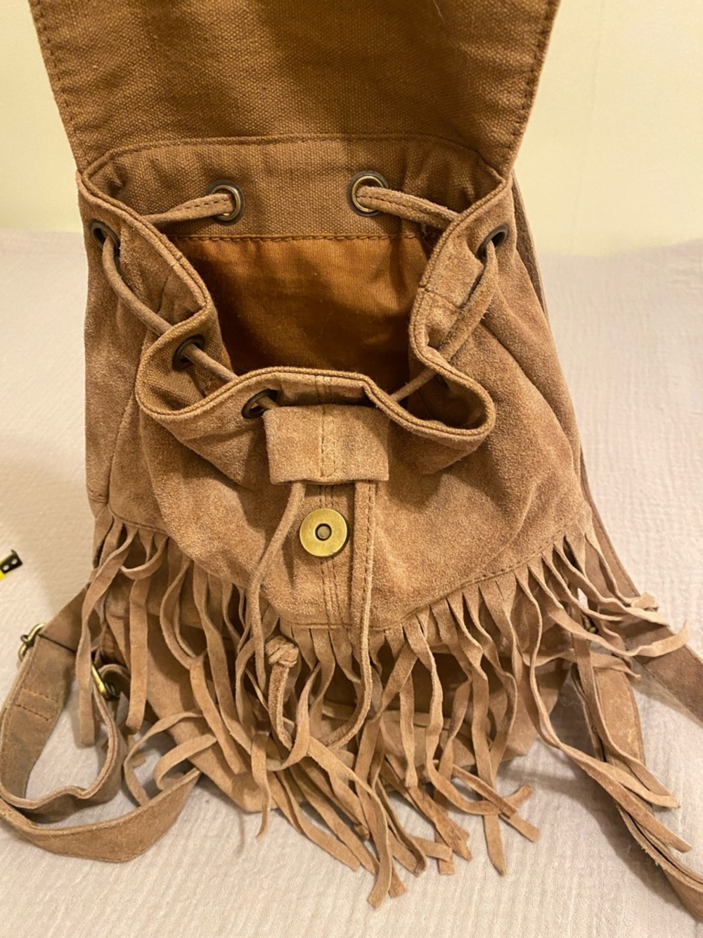 FOREVER 21 Suede Fringe Backpack - Tan - Picture 5 of 9